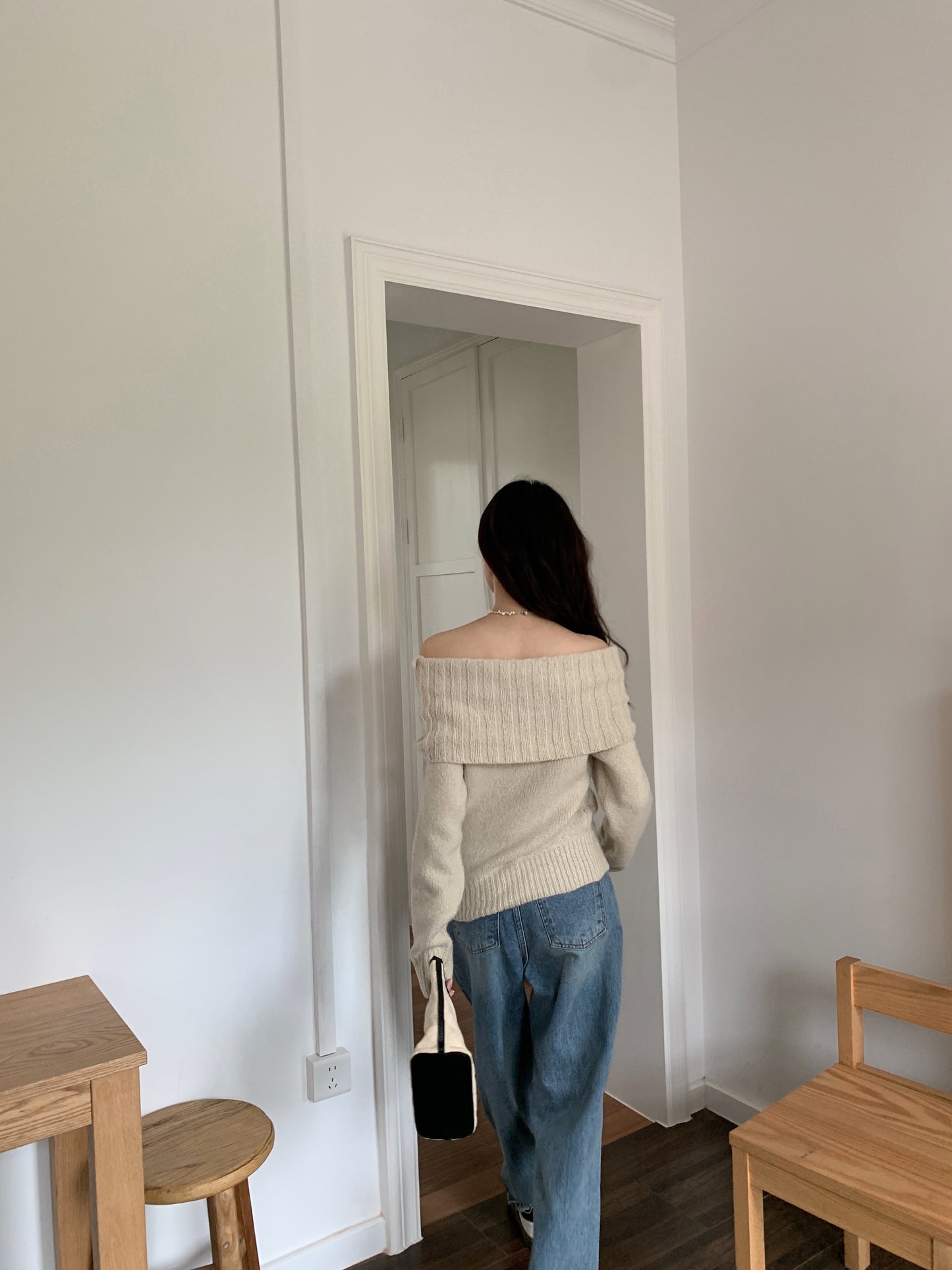Off the shoulder knitted top