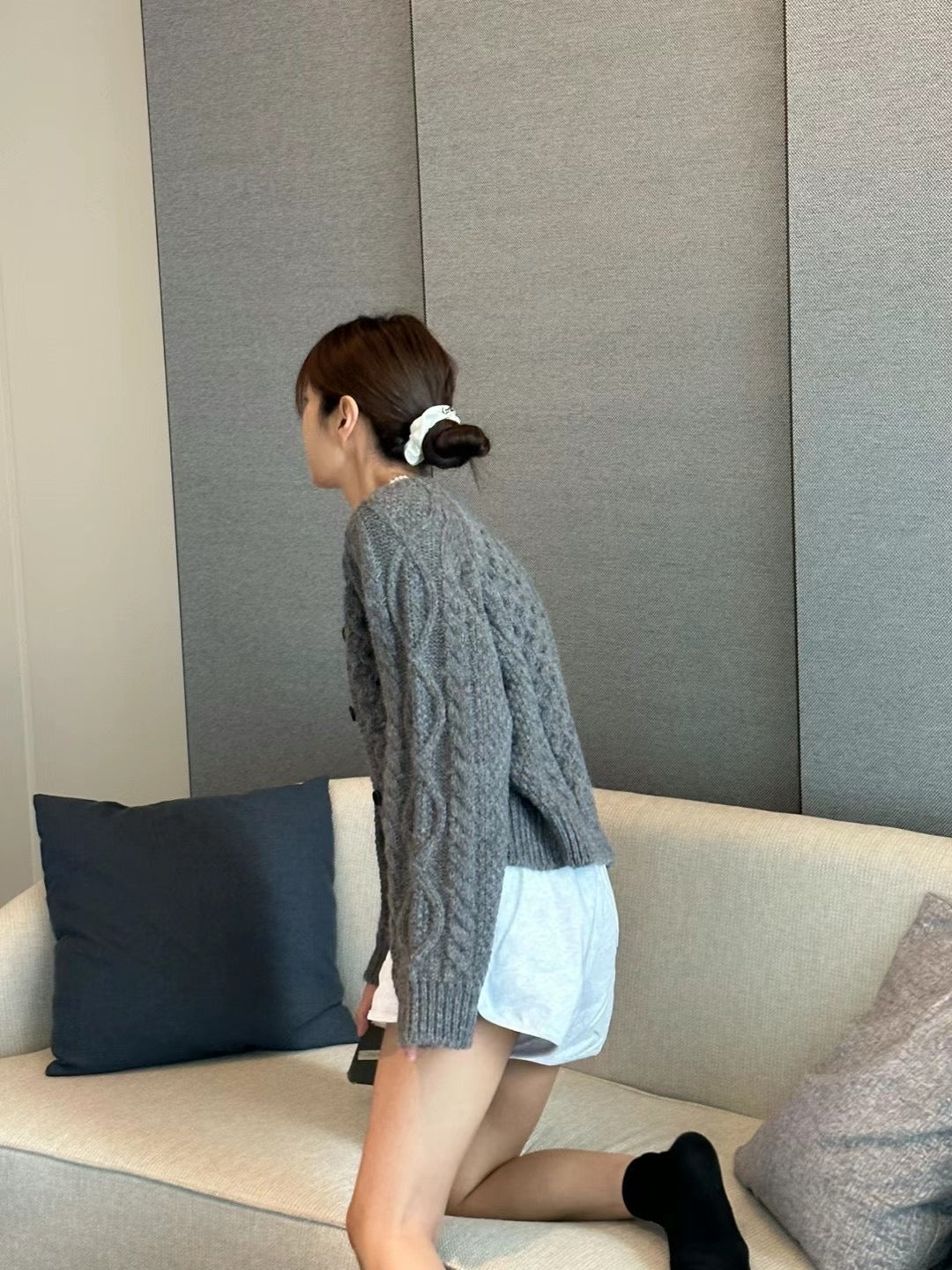 Twisted cable knit cardigan