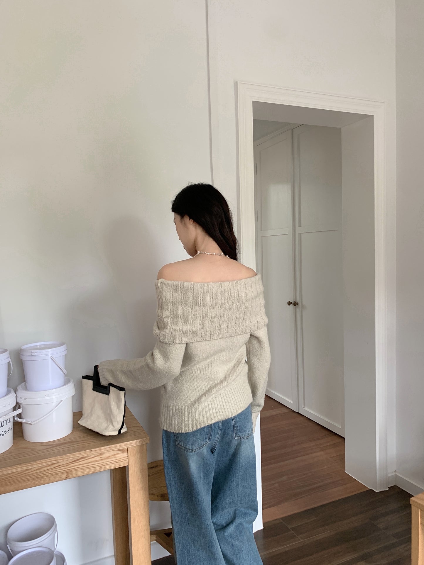 Off the shoulder knitted top
