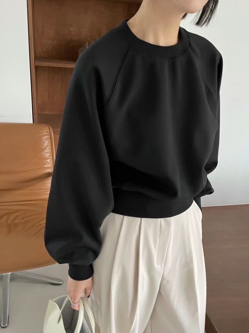 Lantern sleeve cropped sweatshirt