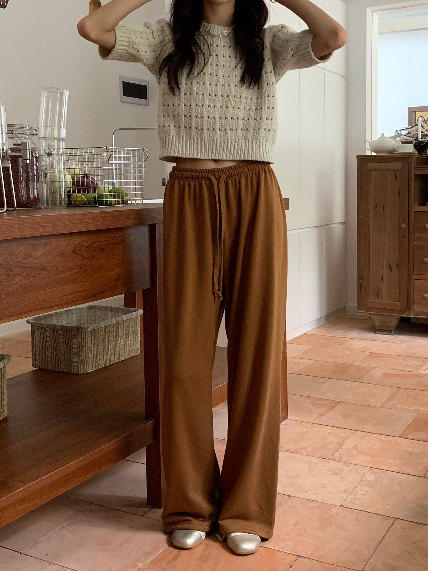 Textile pattern floral knit top