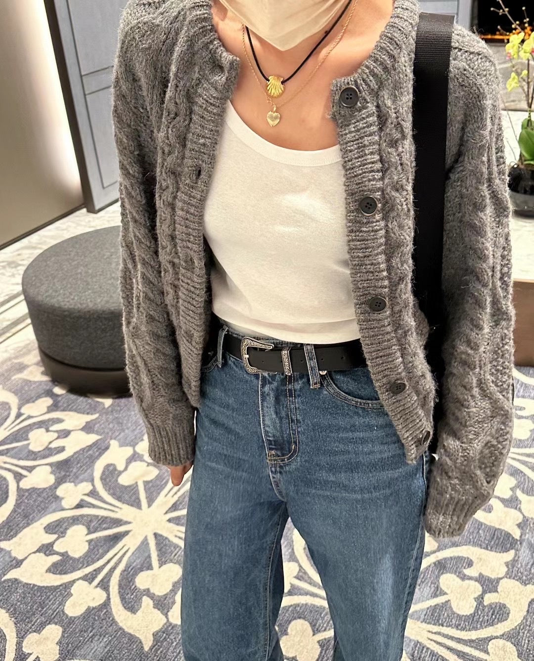 Twisted cable knit cardigan