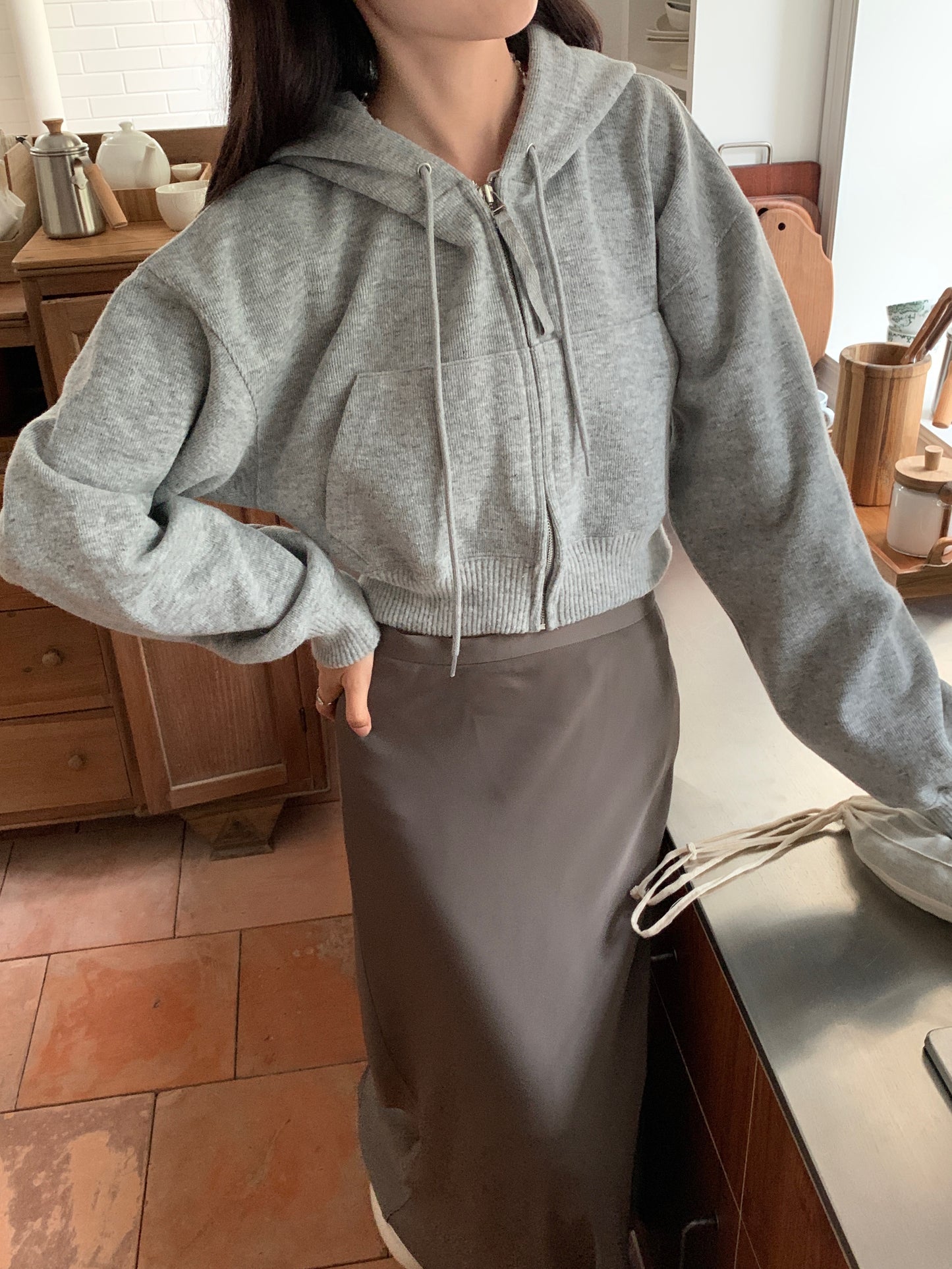 Knitted Sweatshirt Jacket