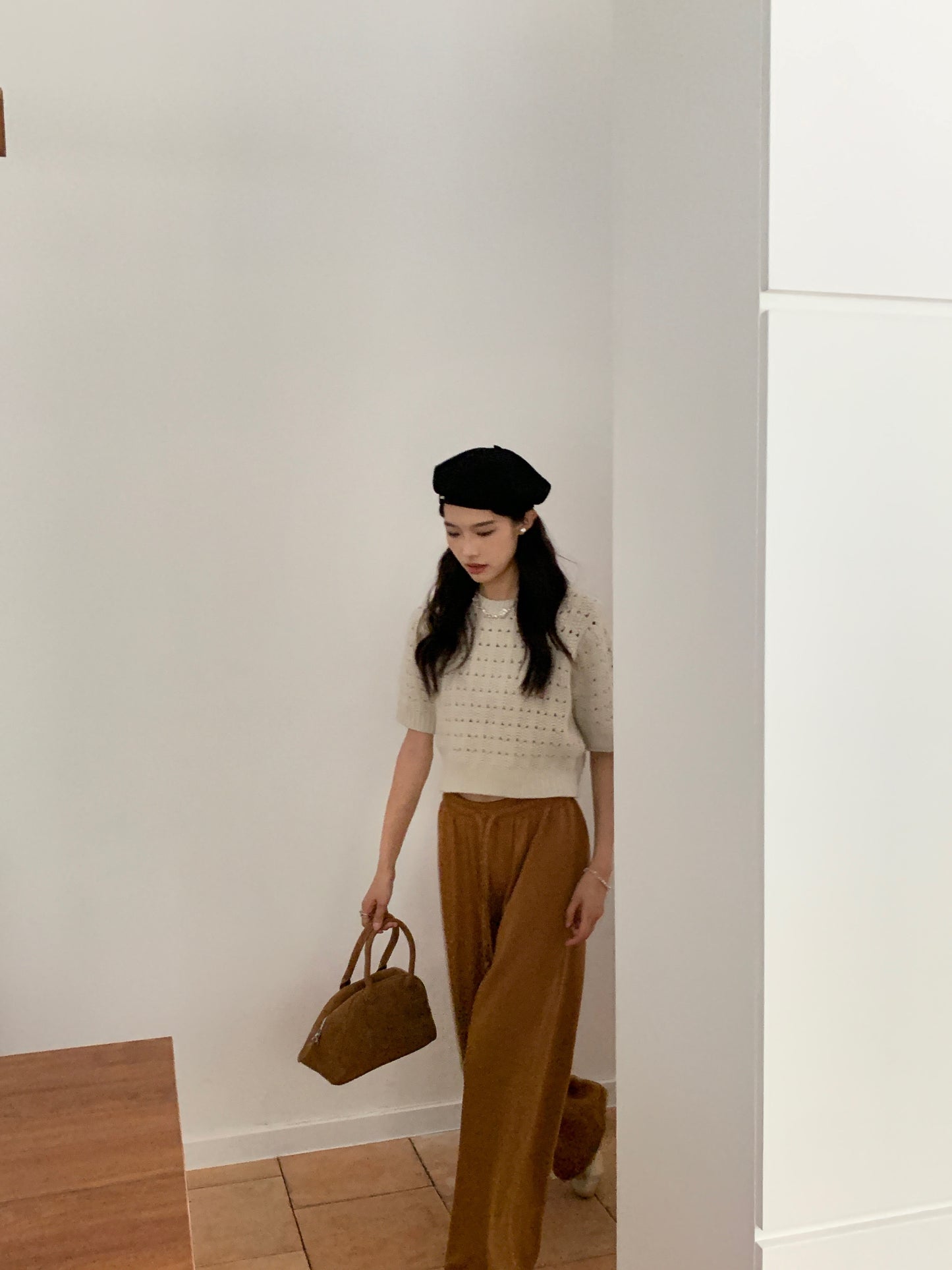 Textile pattern floral knit top