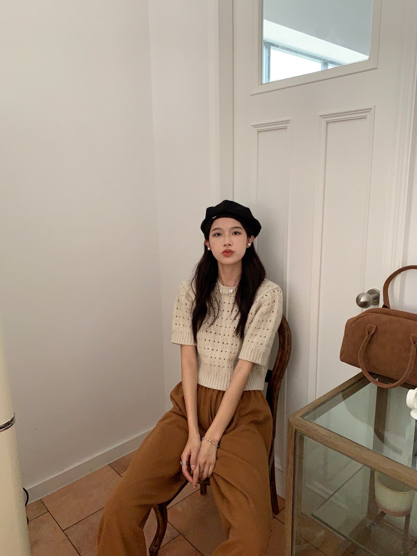 Textile pattern floral knit top
