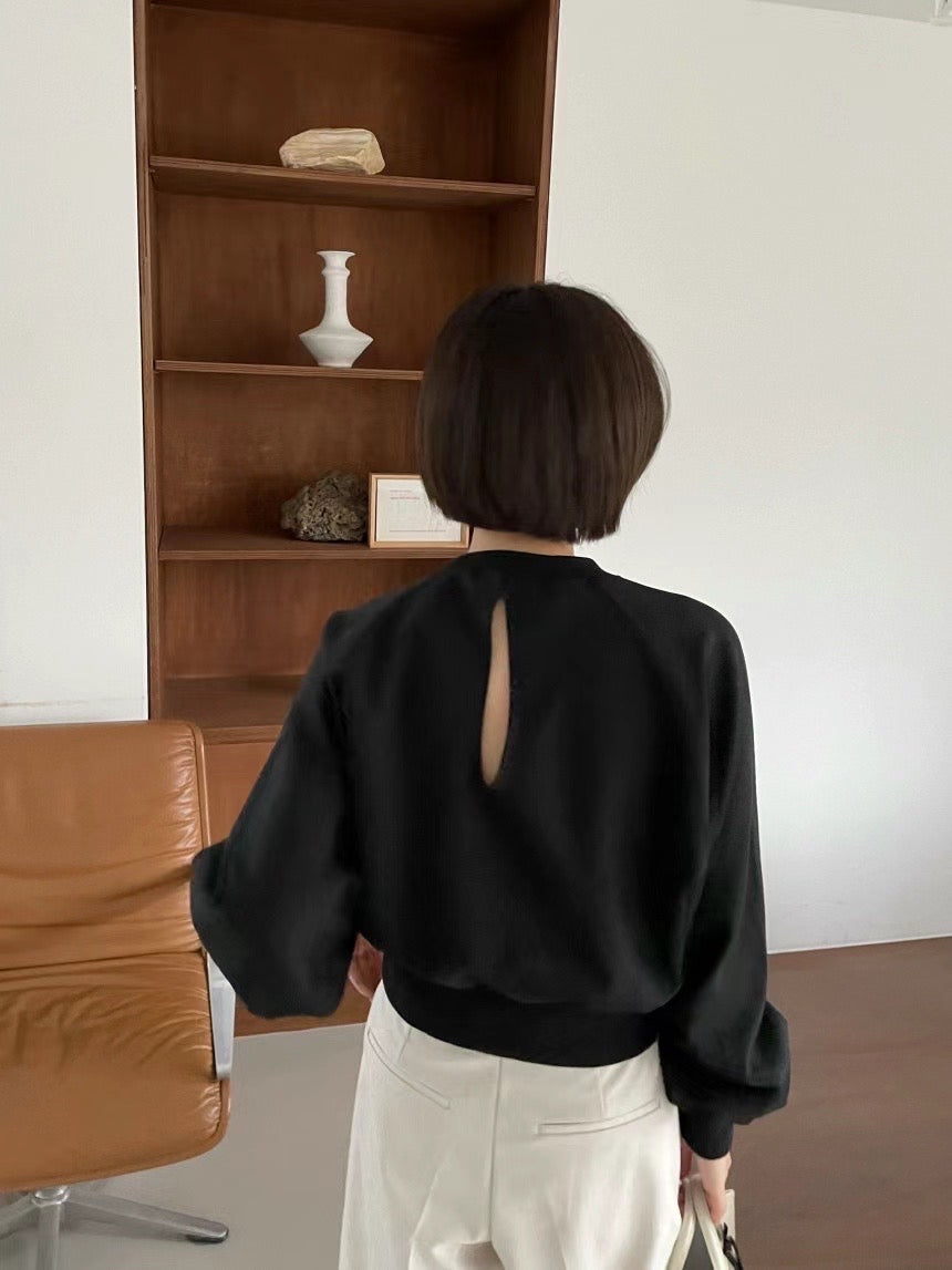 Lantern sleeve cropped sweatshirt