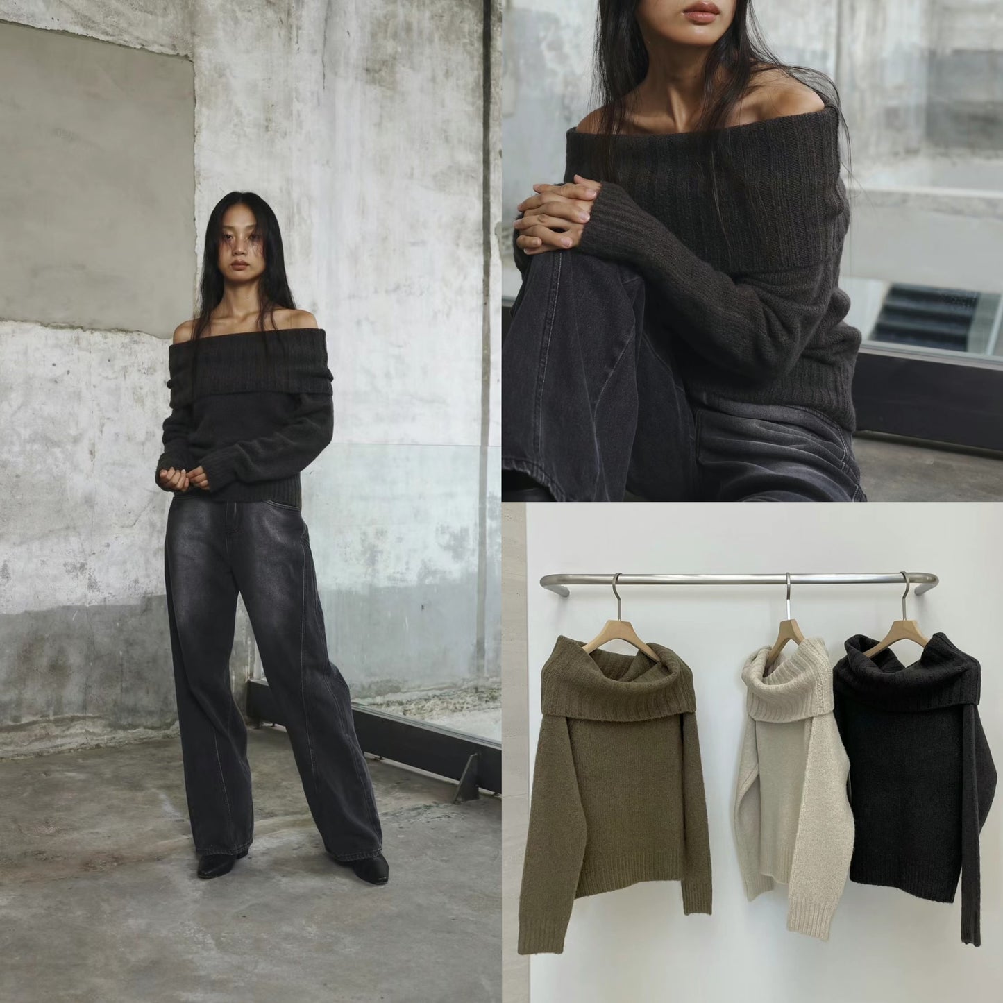 Off the shoulder knitted top