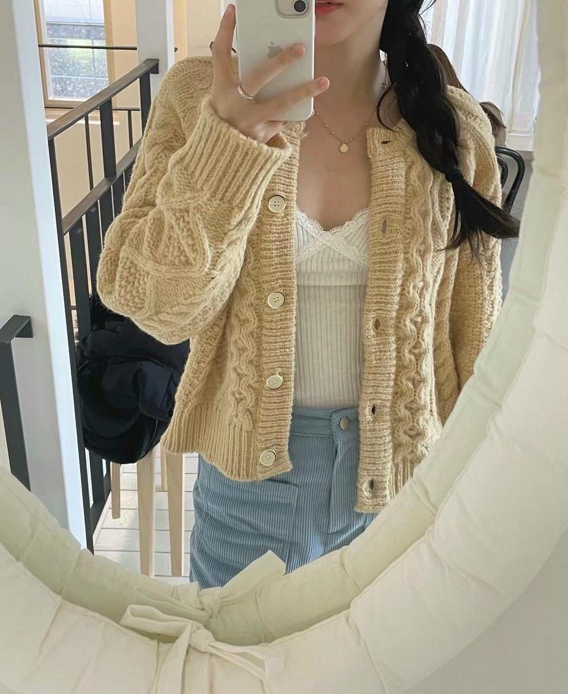Twisted cable knit cardigan