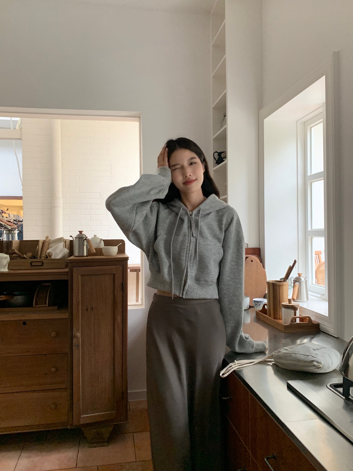 Knitted Sweatshirt Jacket