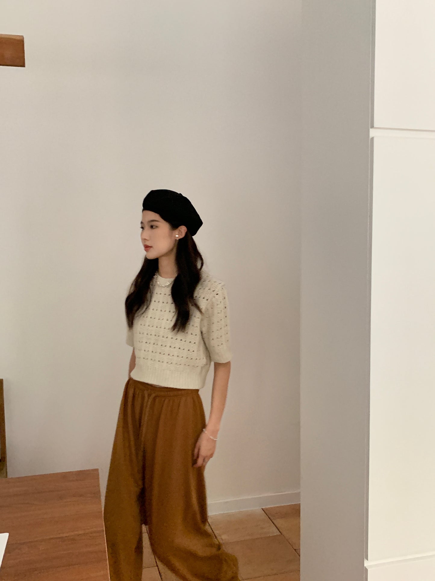Textile pattern floral knit top