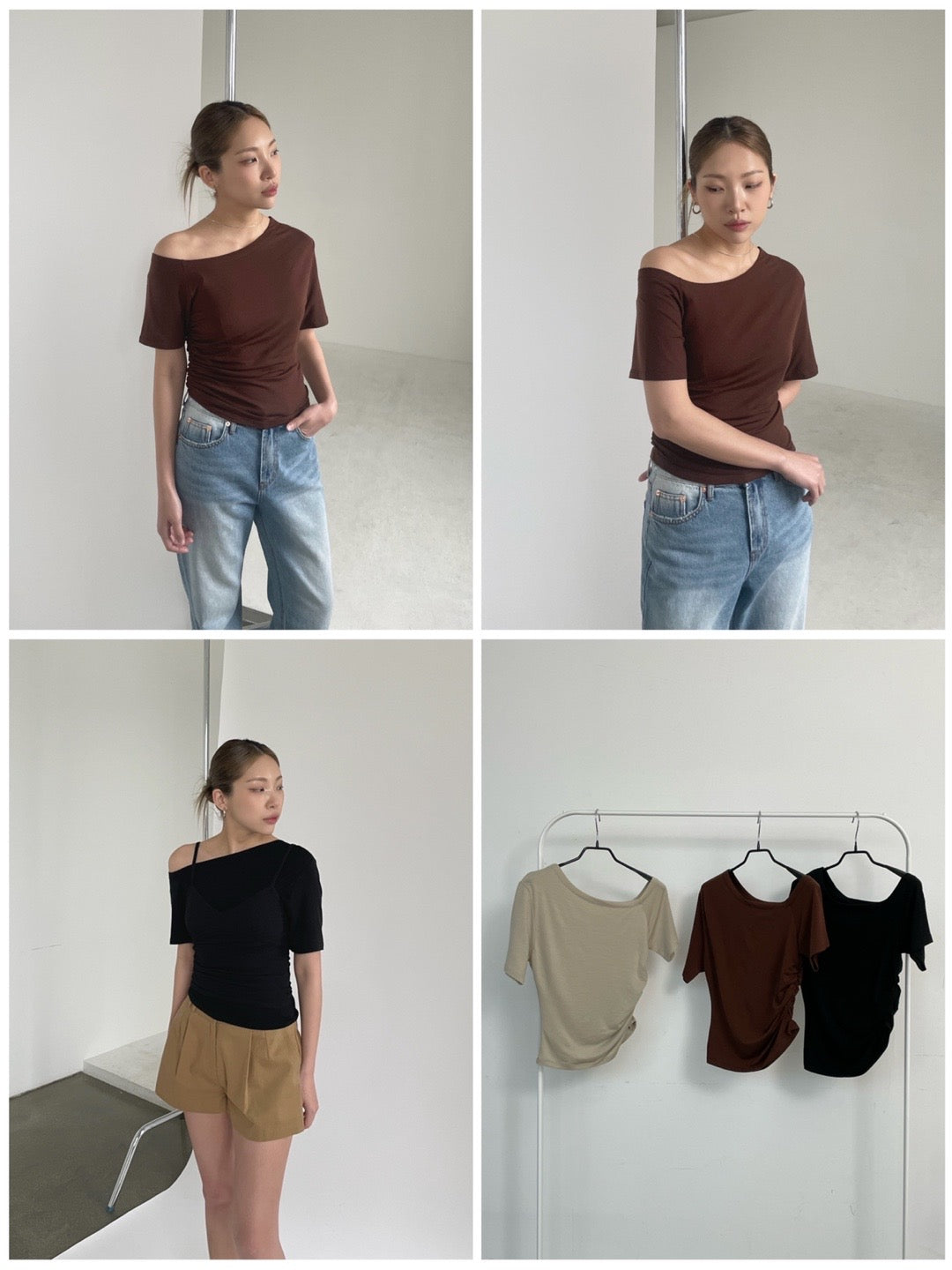 H01255 Off-the-shoulder rope Tee
