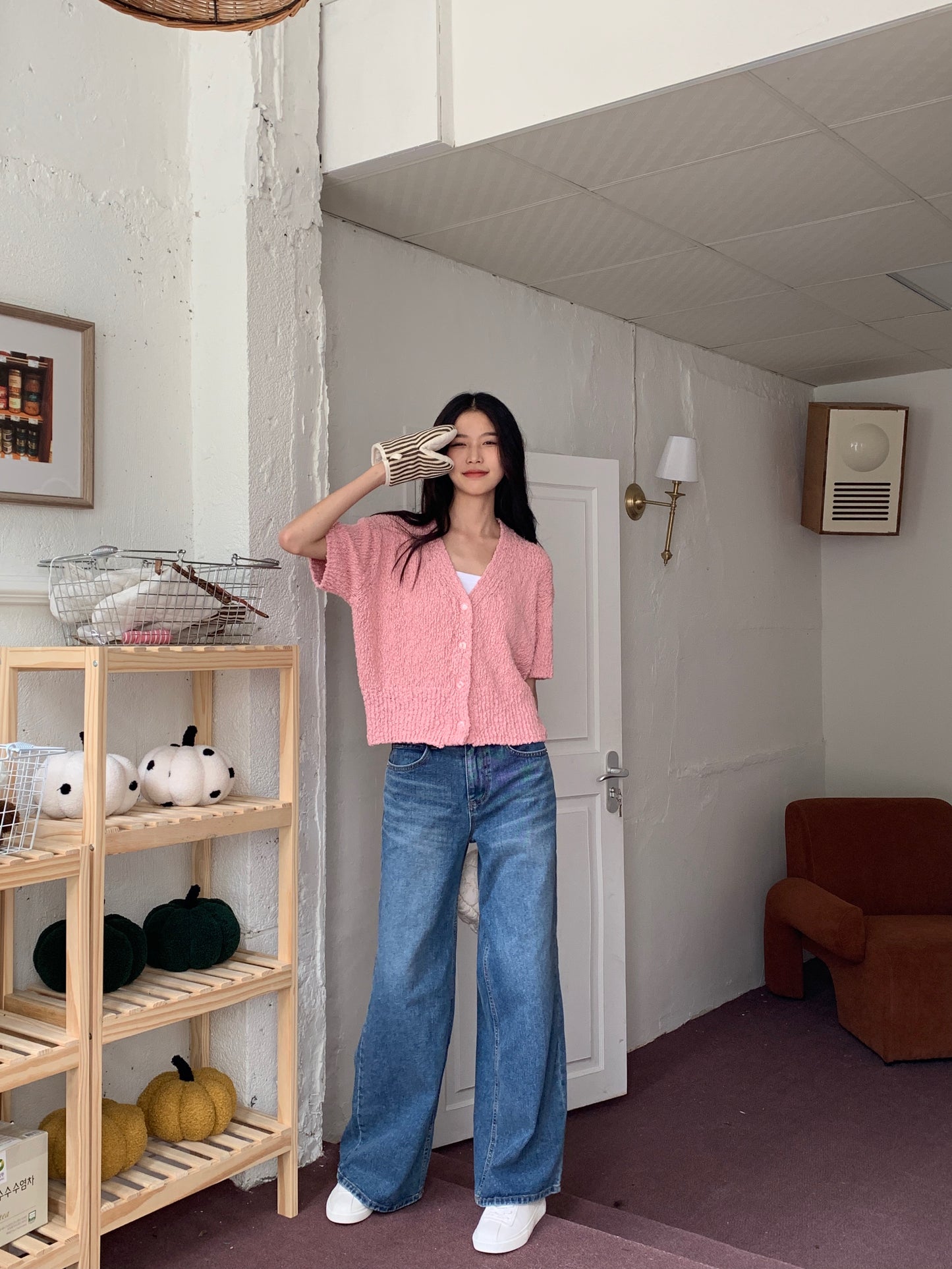 H01240 Coarse textured short-sleeved jacket