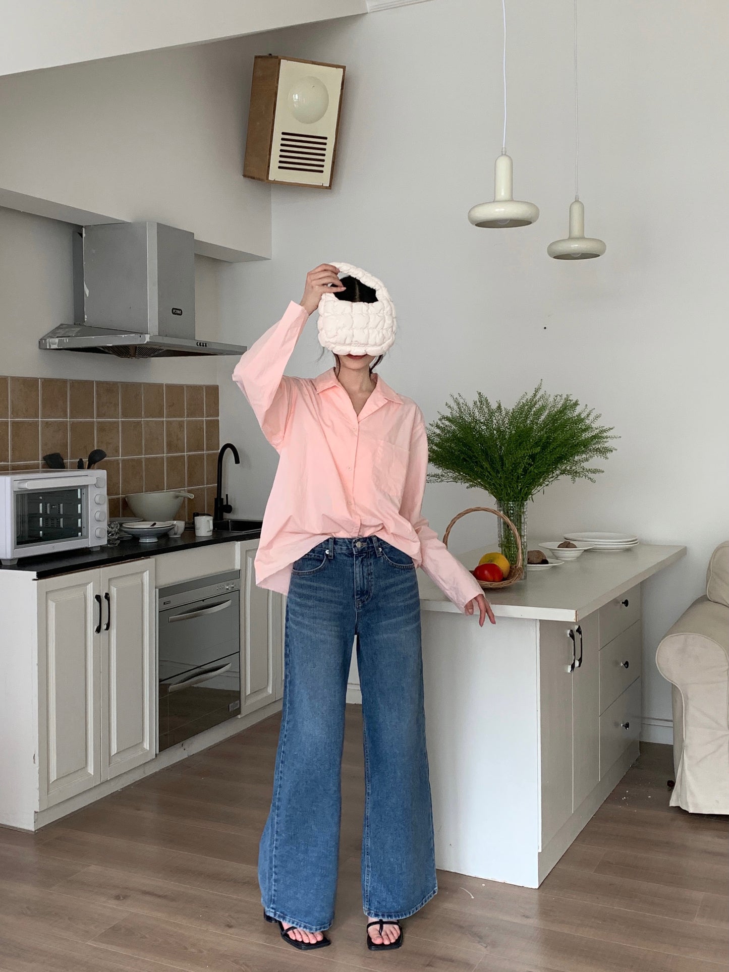 H01242 Fringed edge loose shirt