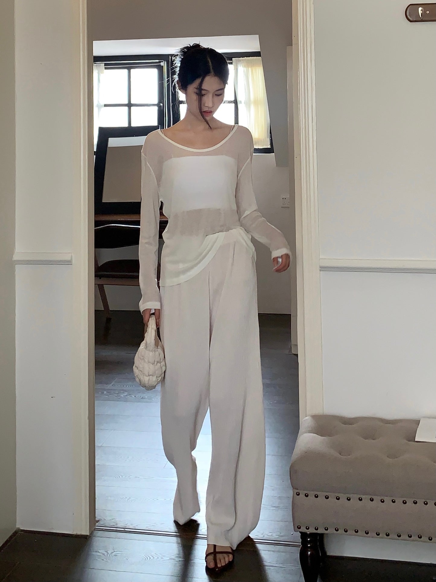 H01245 Thin and transparent long-sleeved sun protection clothing
