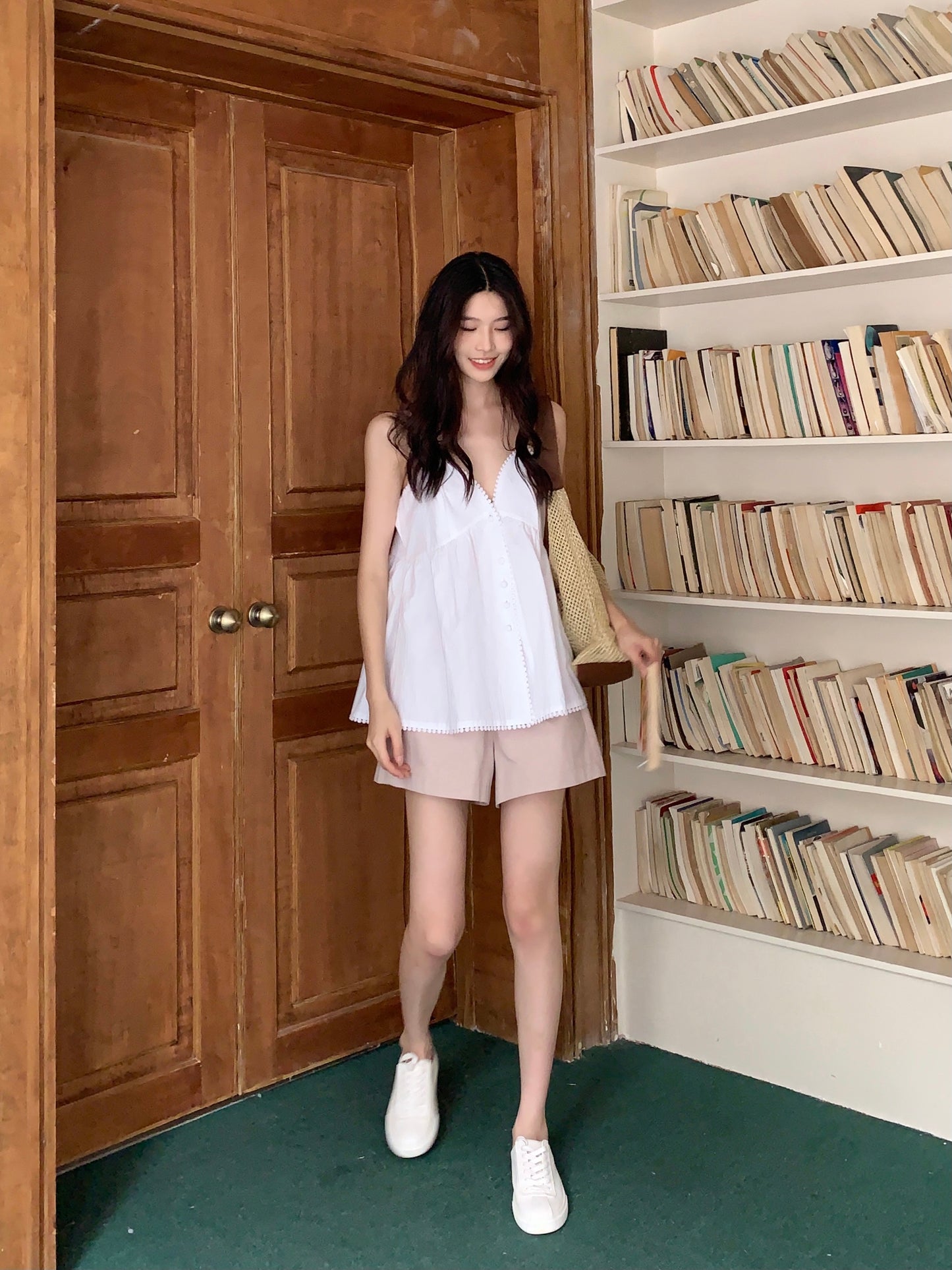 H01246 Cute suspender doll top