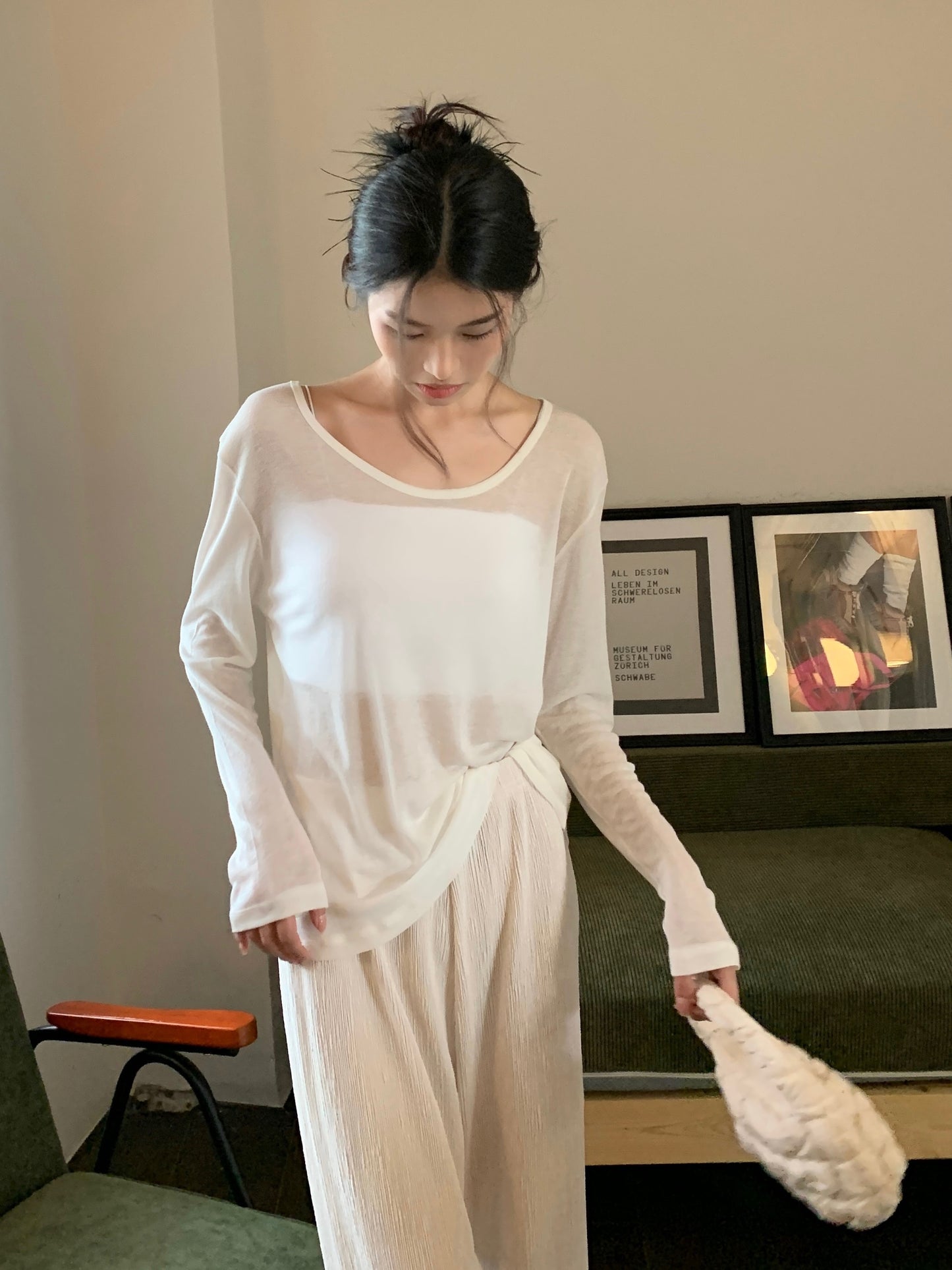 H01245 Thin and transparent long-sleeved sun protection clothing
