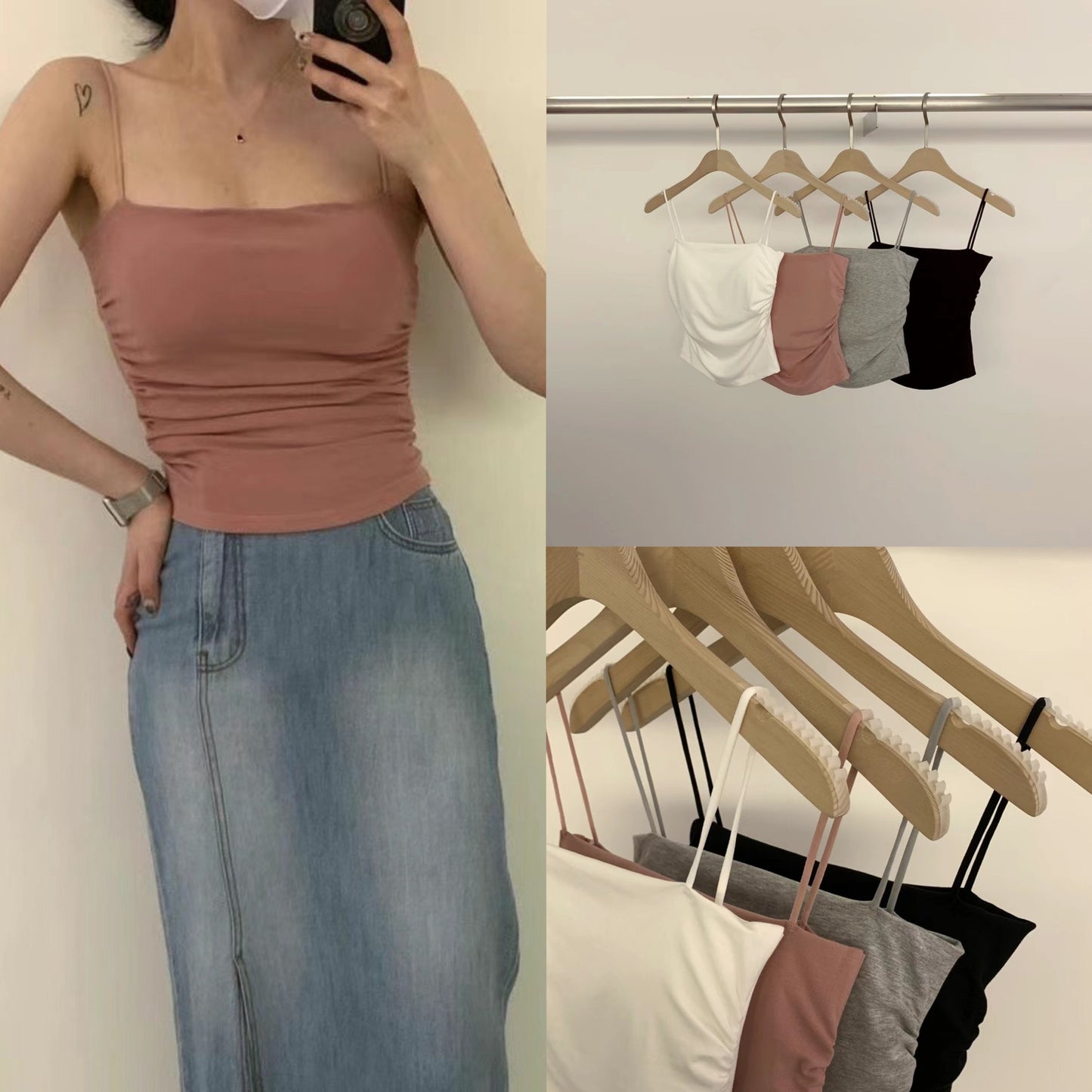 H01257 Clip-on hem beautiful material camisole