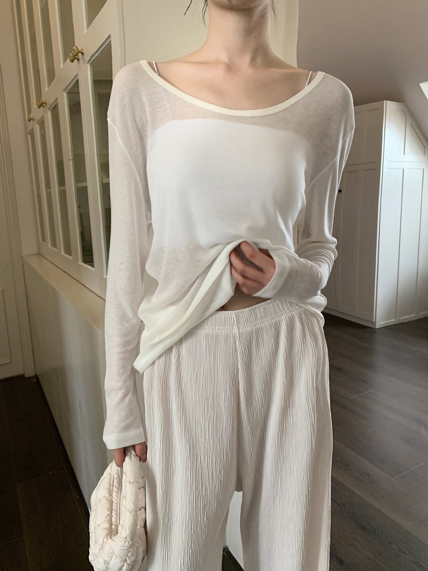 H01245 Thin and transparent long-sleeved sun protection clothing