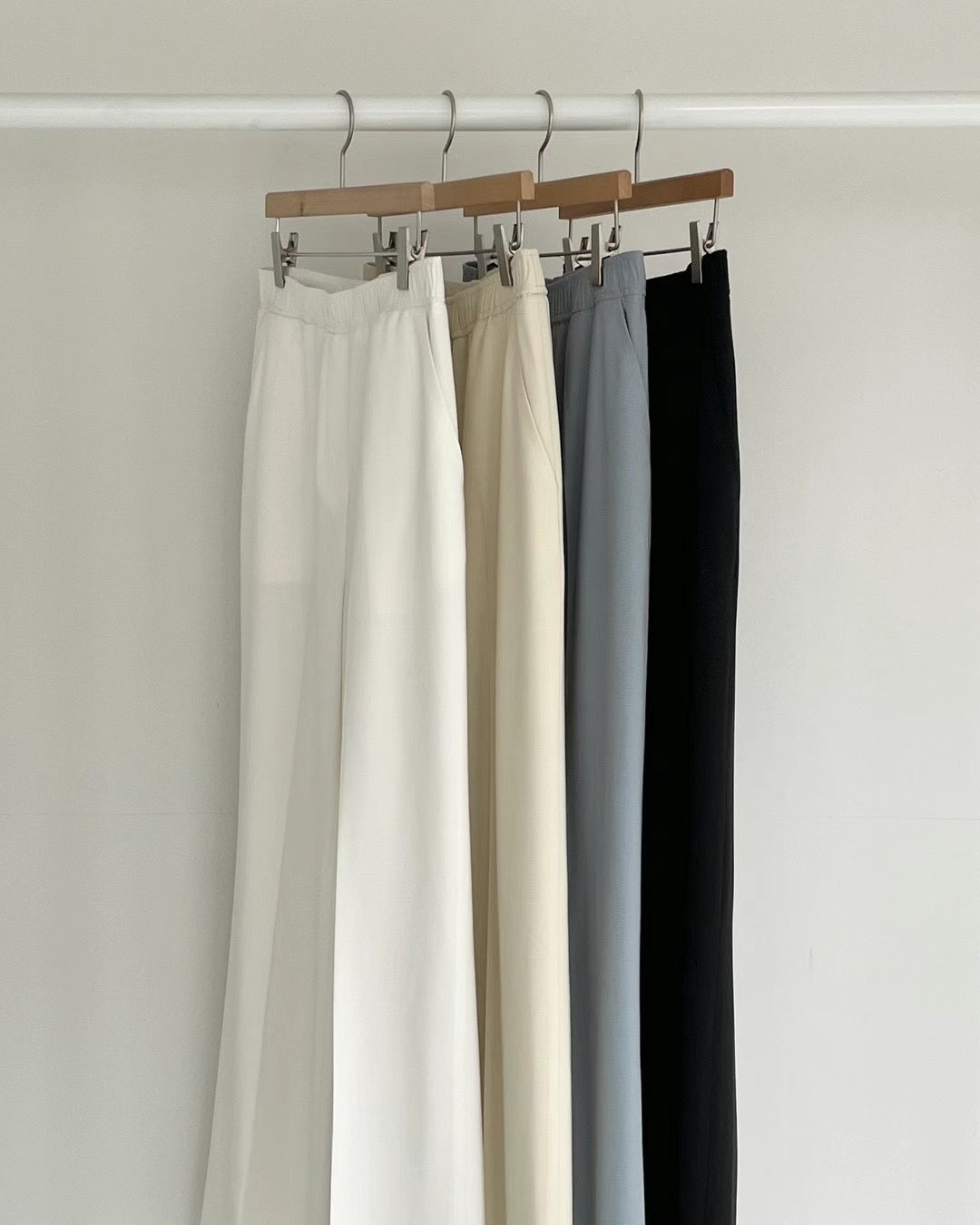 H02132 Slim elastic waist wide leg pants