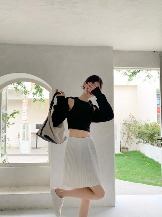 H01233 Slim pleated skirt